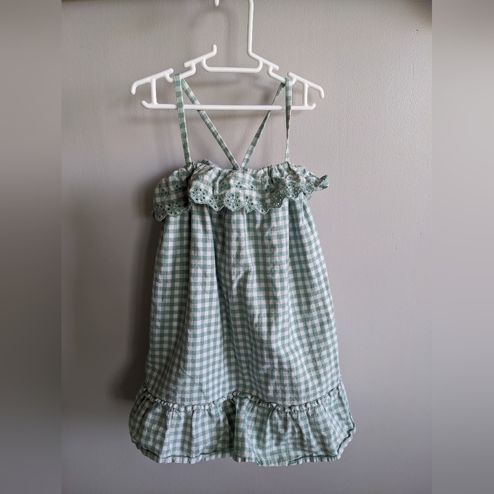 Polo Ralph Lauren Little Girl's Eyelet Gingham Dress Mint Green Cottagecore
